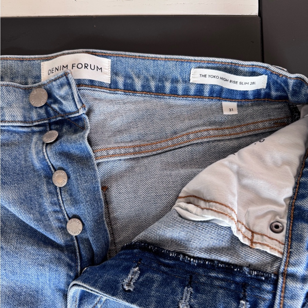 Denim Forum Light Blue High-Rise Slim Jeans